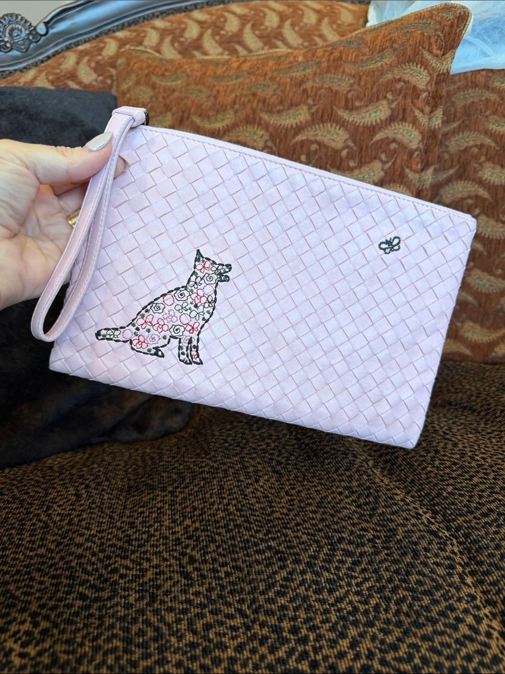 Bottega Veneta Pink Intrecciato Dog and Butterfly Motif Clutch Wristlet w/ COA - Picture 8 of 17